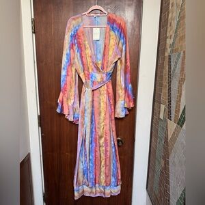 HDYWT Colorful Tie-Dye Long Sleeve Maxi Dress